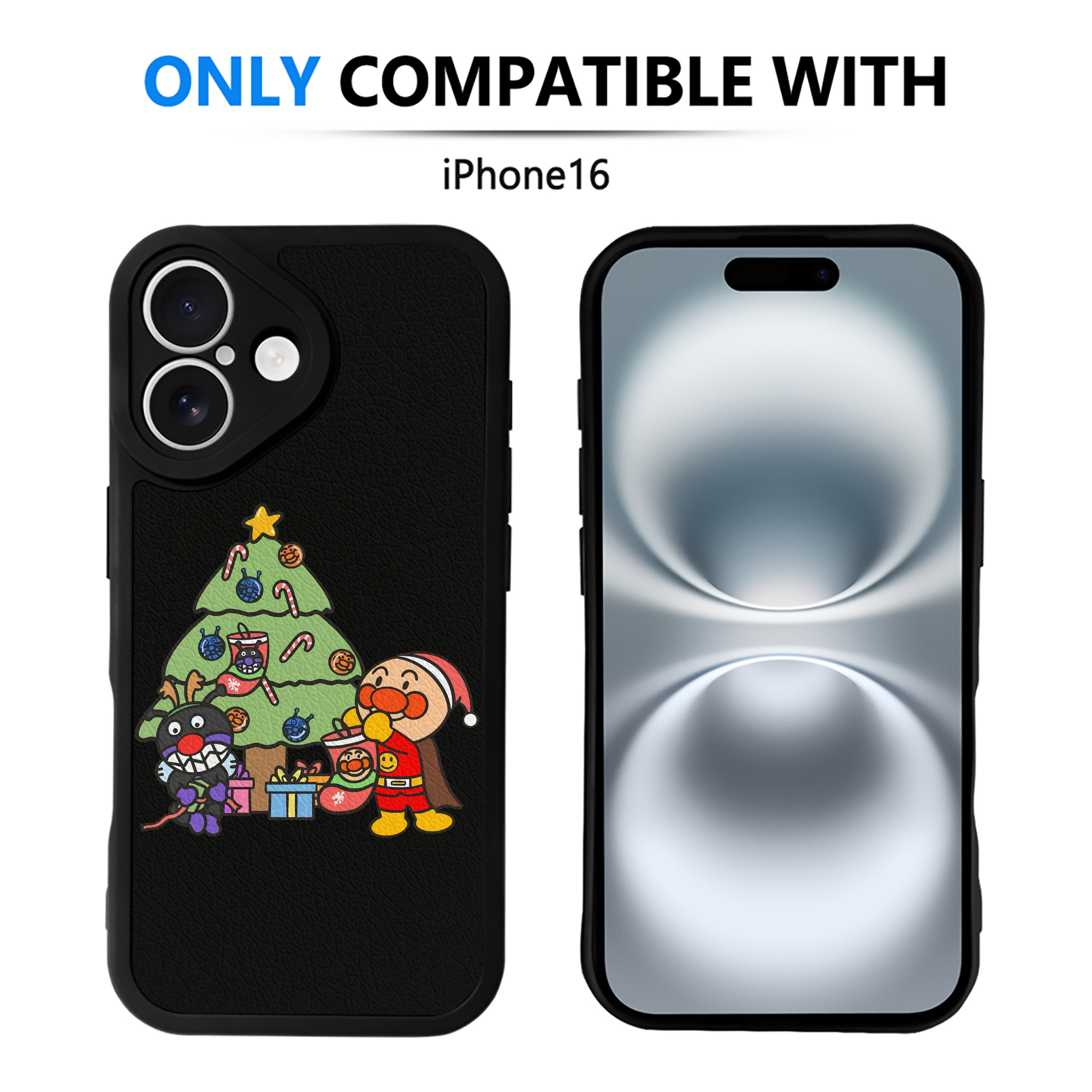 （画像用） アンパンマン Anpanman 【iPhone 16シリーズ対応】シリコンスマホケース（レザー調） 材質：シリコン